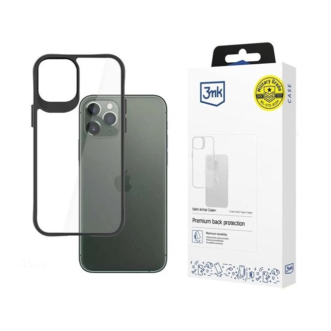 3mk Satin Armor Case+ Hülle iPhone 11 Pro transparent/schwarz