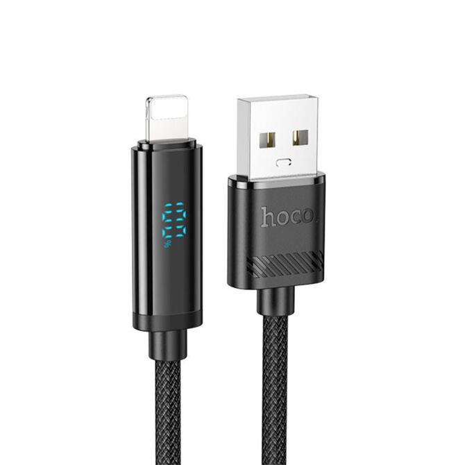 Hoco Digital Display Ladekabel 2.4A USB-A auf Lightning 1.2m schwarz
