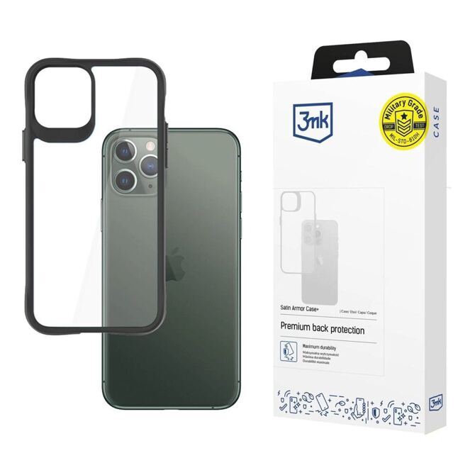 3mk Satin Armor Case+ Hülle iPhone 11 Pro Max transparent/schwarz