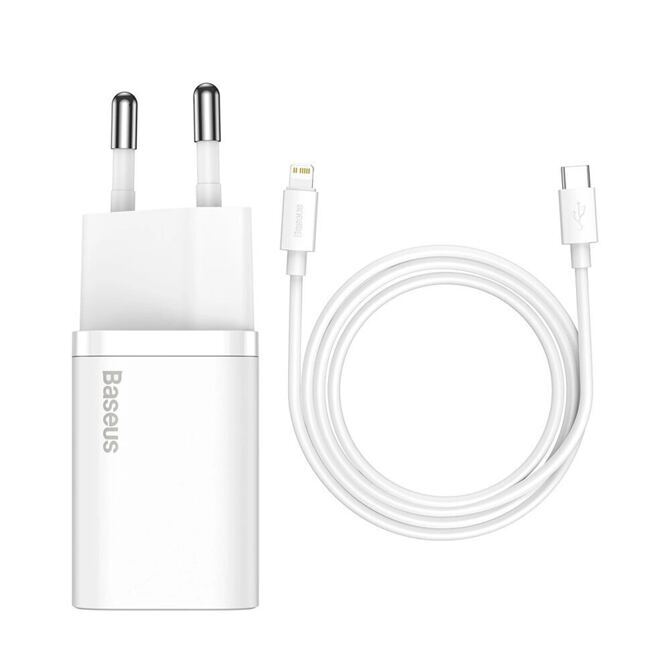 Baseus Super Si 20W Power Adapter mit Ladekabel USB-C auf Lightning 1m weiss